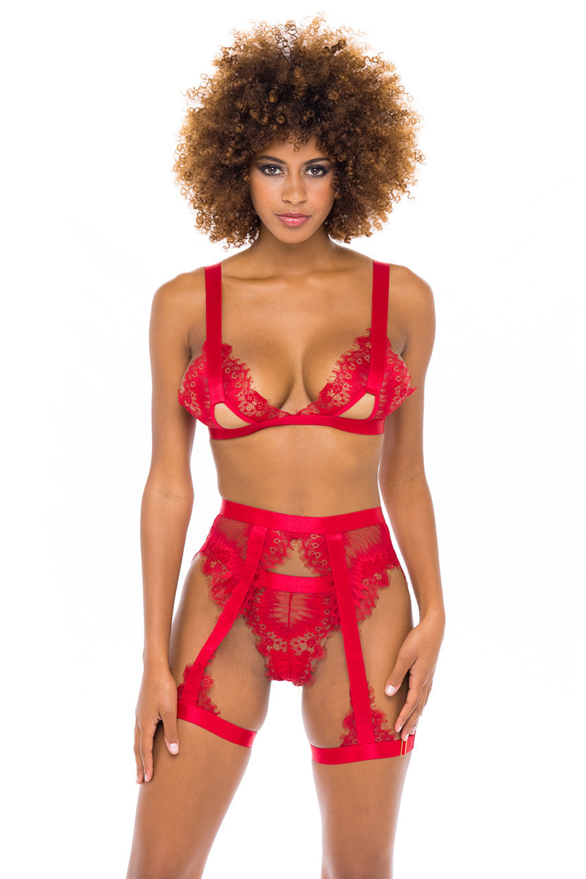 Buy THE LAZZOLICA Women's Cotton Lace Net Hot Looking Lingerie Set